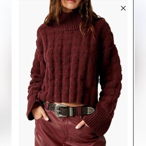 We The Free Women's Chunky Turtleneck Sweater in Burgundy